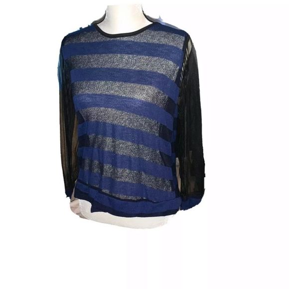 style up Tops - Style up sheer blue black blouse juniors xl